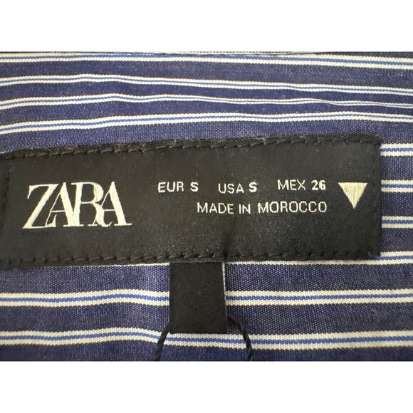 2/$30 ZARA Small Navy & White Striped Button-Up - Picture 4 of 13